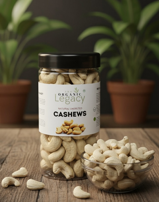 Natural Unsalted Cashews | Premium Whole Kaju | 100% Organic & Handpicked - 180g